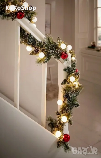 Коледен гирлянд с украса и светлини-180 см./гирлянд със светлини , снимка 1