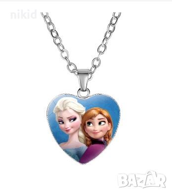 Елза и Анна от Замръзналото Кралство Frozen сърце Детско колие синджир гердан, снимка 1