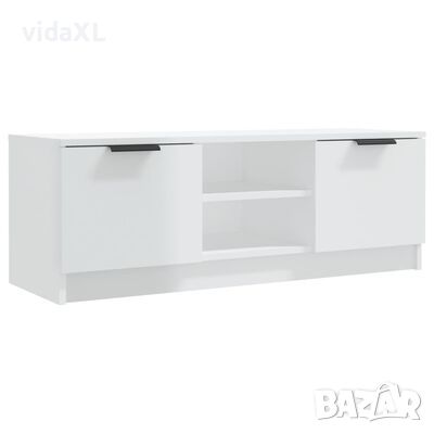 vidaXL ТВ шкаф бял гланц 102x35x36,5 см инженерно дърво(SKU:811517, снимка 1