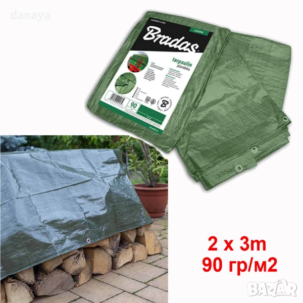 5931 Подсилено платнище за защита покривало за дърва, 2 x 3m, снимка 1