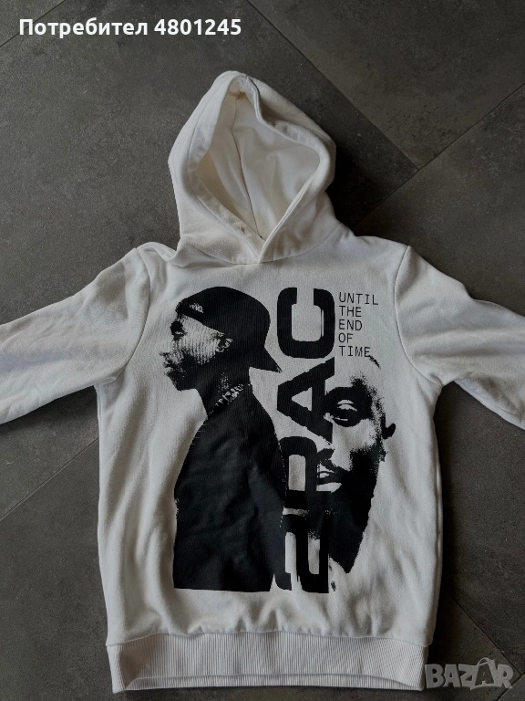 Бял суитшърт Bershka x 2PAC (Until the End of Time), снимка 1