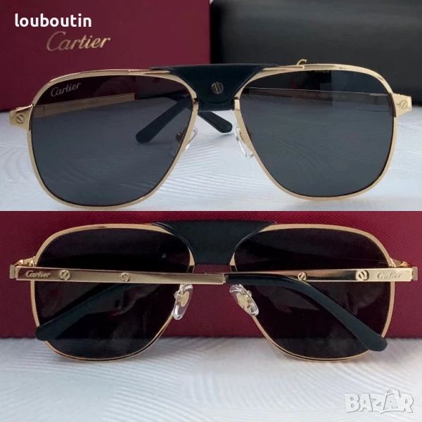 Cartier мъжки слънчеви очила с кожа, снимка 1