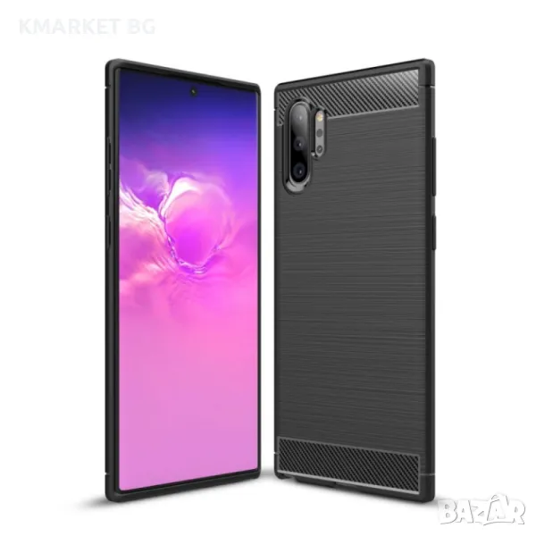 Samsung Galaxy Note 10 Pro / Note10+ Удароустойчив Carbon Fiber Калъф и Протектор, снимка 1