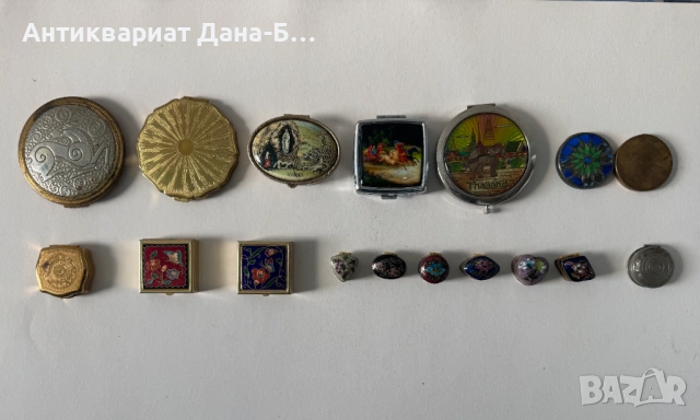 Колекция от винтидж пудриери, табакери и кутийки за бижута – Емайл, Клуазоне и Месинг