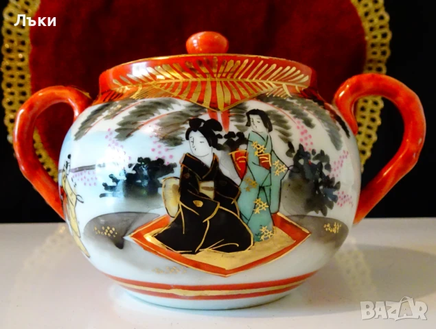 Захарница японски порцелан Kutani,злато. 