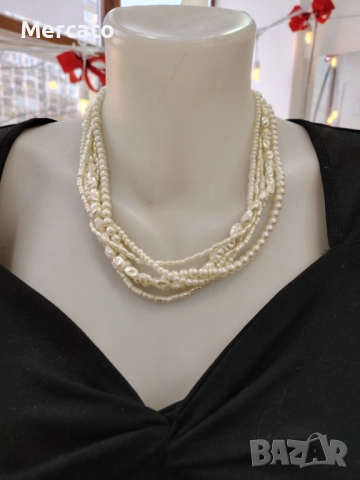 Гердан пет реда перли АРТ №111, снимка 2 - Колиета, медальони, синджири - 52321608