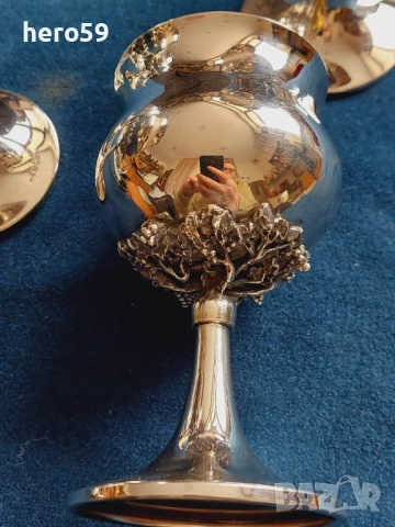 Два комплекта Сребърни чаши за вино,вода,проба 800 , снимка 13 - Чаши - 48824938