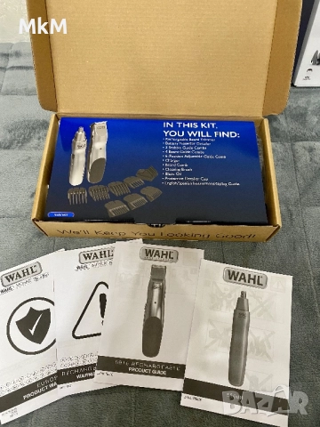 безжичен тример за брада Wahl Groomsman за брада, нос, снимка 3 - Тримери - 51597641