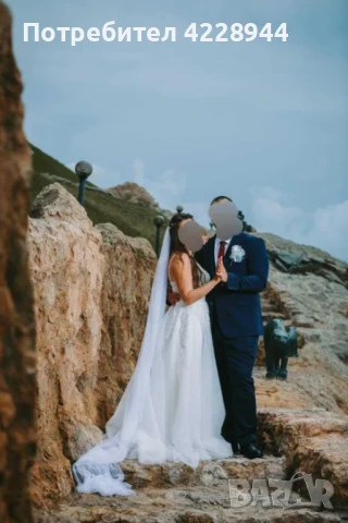 Дълъг бял воал булчински за сватба, фотосесия - 3 метра було, снимка 4 - Сватбени аксесоари - 50958575