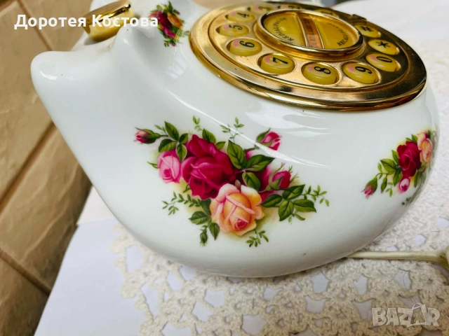 ROYAL ALBERT красив телефон от костен порцелан от Англия, снимка 3 - Антикварни и старинни предмети - 53328617