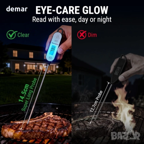 ThermoPro дигитален термометър за месо, термометър за храна, сонда 14,5 см, снимка 5 - Други стоки за дома - 53825550