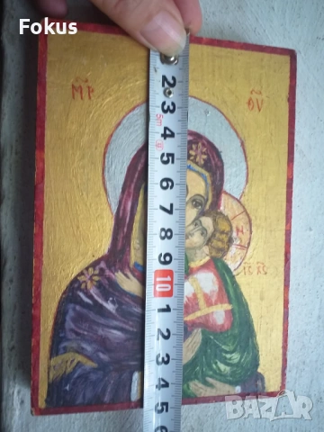 Стара ръчно рисувана икона в отлично състояние Богородица с, снимка 6 - Антикварни и старинни предмети - 53464227