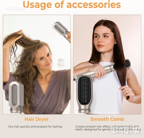 6 в 1 многофункционален комплект за стилизиране на коса, 1000 W, 30 мм, снимка 4 - Сешоари - 54048101