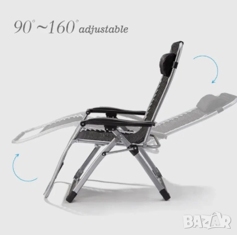 Cтол тип шезлонг cгъваем и регулируем с облегалка за градина или тераса, цвят черен, снимка 7 - Други стоки за дома - 52093937