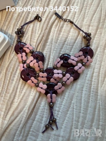 Ефектно дамско колие в розово и лилаво, снимка 3 - Колиета, медальони, синджири - 54163603