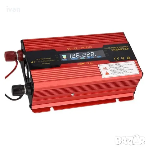 Соларен инвертор на напрежение 12 - 220 V, 2000 w, цифров дисплей.