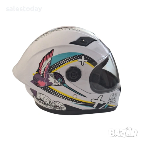 Детска Каска със слюда Bird, Бял- Гланц, снимка 3 - Аксесоари и консумативи - 53869873