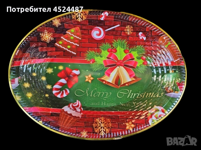 Пластмасова коледна чиния/плато за сладки, ордьовър, мезета и др.