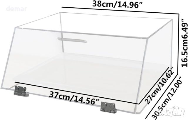 Cityjoy Акрилна витрина, 38 x 16,5 x 30,5 см, Наклонена врата с 2 панти от неръждаема стомана, снимка 3 - Други стоки за дома - 46409697