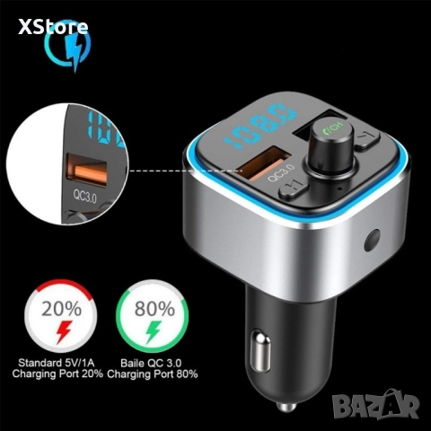 Bluetooth/FM трансмитер за запалка на автомобил HF55, снимка 5 - Аксесоари и консумативи - 52482274