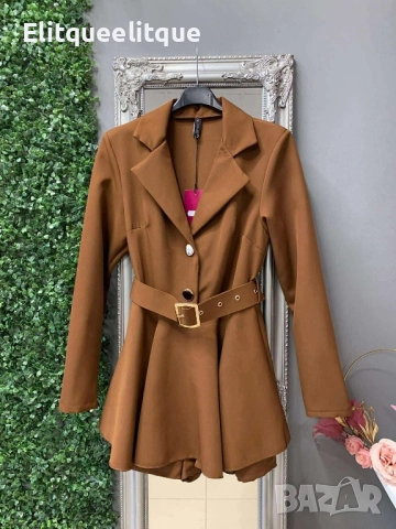 дамски стилен гащеризон с колан тип палто , снимка 5 - Рокли - 52326525