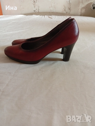Тъмночервени обувки на TAMARIS естествена кожа, снимка 3 - Дамски обувки на ток - 52838134