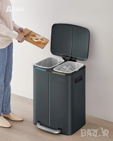 Кош за боклук за разделно събиране 2х20Л SONGMICS, снимка 3 - Други стоки за дома - 52753519