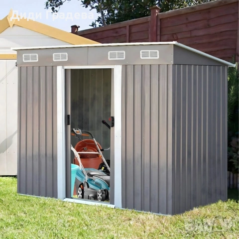 Метална градинска къща за инструменти с вентилация и заключване, снимка 3 - Други - 53912258