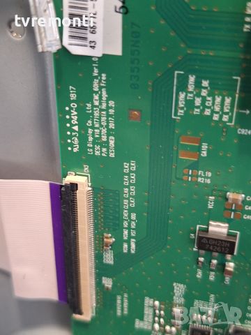 TCon BOARD,LG display Co LTD, DESK V18_NT71953_MEMC_60Hz_Ver 1.0, P/N 6870C-0761A SONY KD-43XF7596 f, снимка 2 - Части и Платки - 46053583