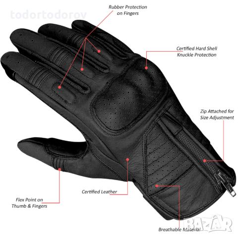 Кожени мото ръкавици REDRUM JOURNEY II,протектори,естествена кожа!, снимка 1