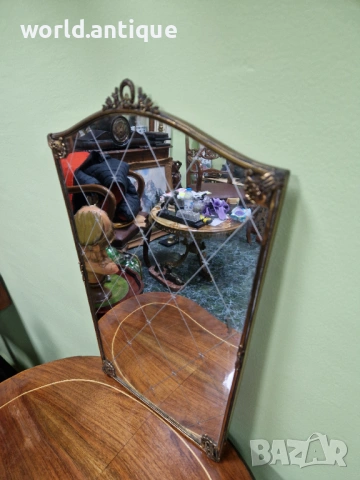Страхотно антикварно английско бронзово огледало , снимка 4 - Антикварни и старинни предмети - 53214374