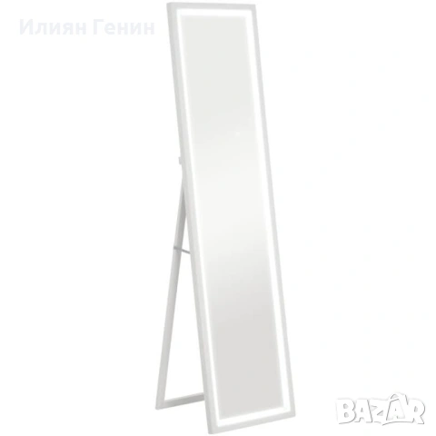 HOMCOM Огледало в цял ръст, 40x160 см, LED осветление, сензорно управление