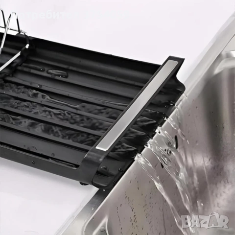 Разтегателен сушилник за съдове и прибори с дренажна тава – компактен кухненски отцедник за мивка, снимка 4 - Аксесоари за кухня - 53081918