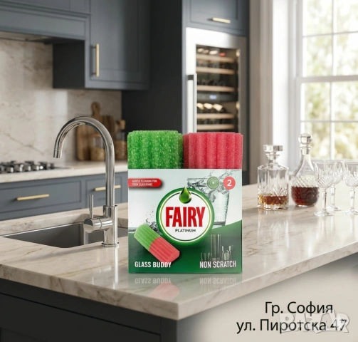 Fairy Platinum гъба за чаши, недраскаща удължена, 2 бр. 