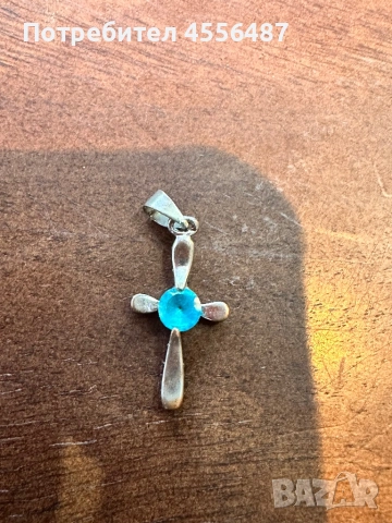 Колие кръст със скъпоценен камък топаз, снимка 2 - Колиета, медальони, синджири - 53943264