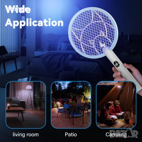 Електрическа ракета за мухи и комари Nymrix, 2 в 1 4100V с акумулаторна батерия 1800 mAh, 2 броя, снимка 8 - Други стоки за дома - 49326066