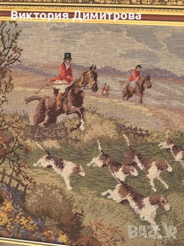 Гоблен "На лов" , снимка 8 - Гоблени - 51408879