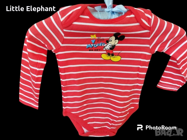 Боди с дълъг ръкав за 12-18 мес мом,"Disney,M is for Mickey oh boy",райе,Англия/ново