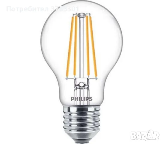 Комплект 3 броя LED крушки Philips Е27 7W 806LM 2700K, снимка 2 - Крушки - 48960737