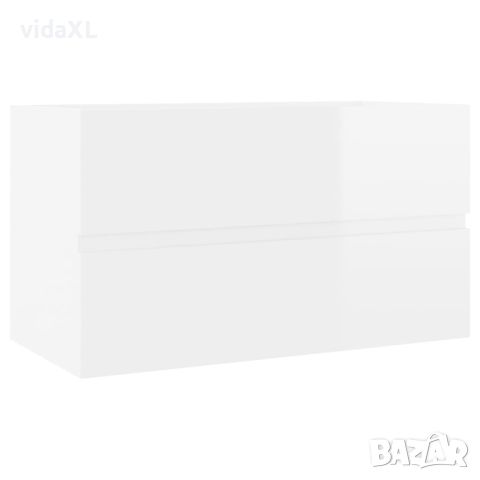 vidaXL Долен шкаф за мивка, бял гланц, 80x38,5x45 см, инженерно дърво（SKU:804752, снимка 1 - Шкафове - 46335729