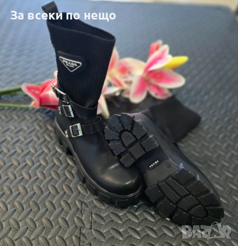 Prada Дамски Черни Боти Тип Чорап Прада Код VL-160, снимка 3 - Дамски боти - 52224697