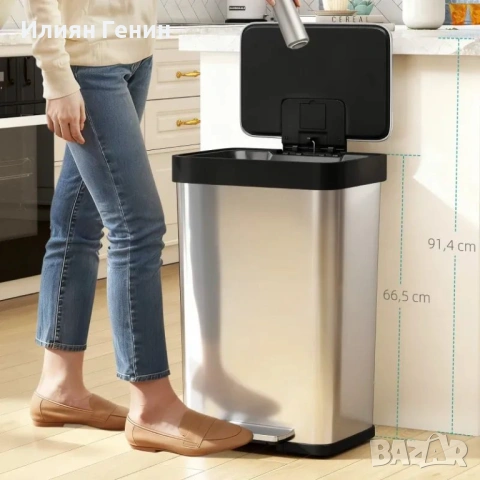 Кош за боклук HOMCOM 60 литра с педал, снимка 10 - Други - 53716727