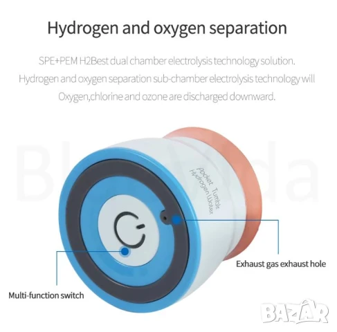 Премиум Водородна Бутилка Алкална Вода Генератор за Хидрогенирана Вода Озон Йонизатор Хидрогенератор, снимка 14 - Други - 51104864
