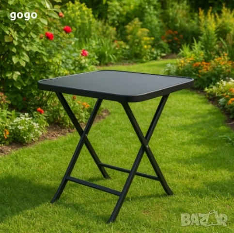 Сгъваема маса Muhler, със стъклен плот, снимка 2 - Маси - 50459276