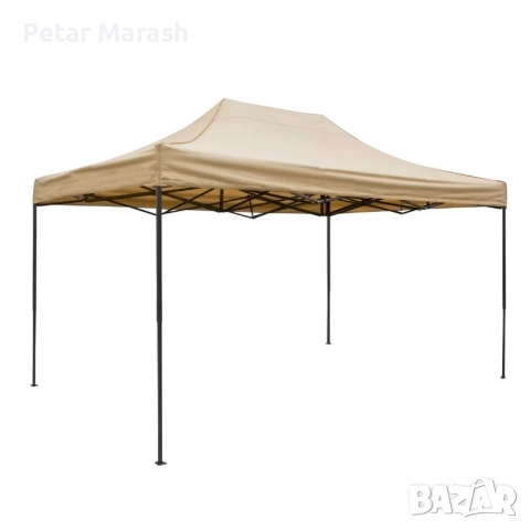 Луксозна шатра KraftWorld 3×4.5 м – премиум бежово платнище, сгъваема конструкция, снимка 2 - Градински мебели, декорация  - 51465182