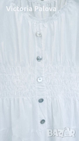 Въздушна бяла рокля тънък памук  Италия, снимка 3 - Рокли - 51063515