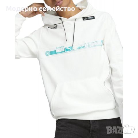 Мъжко спортно горнище puma x mercedes amg petronas f1 team hamilton russell hoodie white, снимка 1 - Суичъри - 46789059