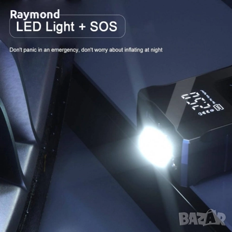 Преносим автомобилен компресор 4000 mAh с LED екран и Power Bank, USB Type-C, снимка 6 - Аксесоари и консумативи - 51515055