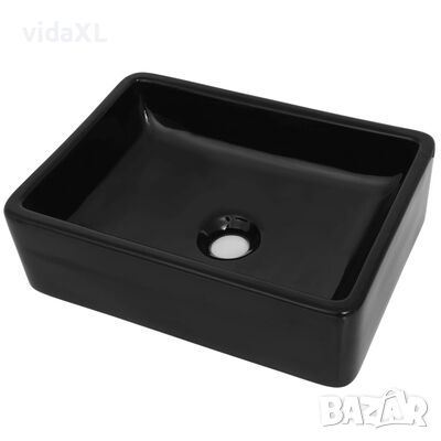 vidaXL Керамична мивка, правоъгълна, черна, 41x30х12 см（SKU:142734, снимка 1 - Мивки - 46309823