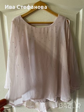 Нова нежна розова блуза туника тип перелина  с камъни цирконий , снимка 3 - Корсети, бюстиета, топове - 45682643